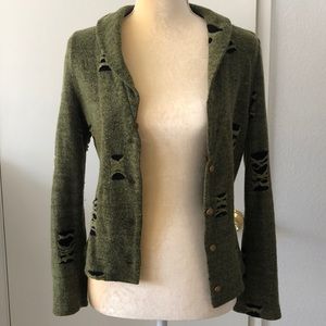 Miss Lucy Green Distressed Cardigan/Blazer